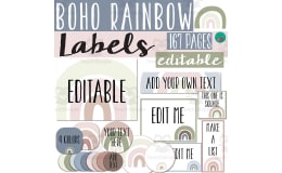 Boho Editable Labels - Boho Rainbow Classroom Decor