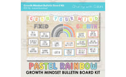 Bulletin Board : Growth Mindset In Pastel Rainbow Design