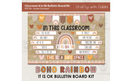 Bulletin Board: It Is OK To Classroom Display in Boho Rainbow Design