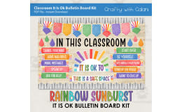 Bulletin Board: It Is OK To Classroom Display Rainbow Sunburst Design