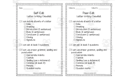 Checklist to Edit Writing Letters