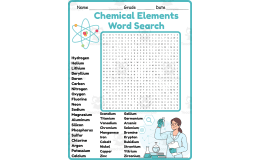 chemical elements Word Search 2rd 3th 4th 5th Grade worksheet