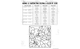 Christmas Adding & Subtracting Decimals Color by Code