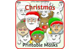 Christmas Printable Masks - Full-Color and Coloring versions included