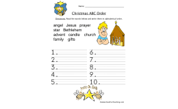 Christmas Religious ABC Order Worksheet