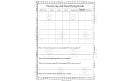 Classifying and Identifying Rocks Worksheet