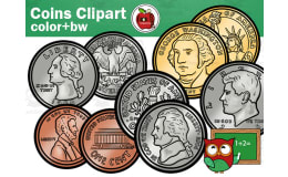 USA Coin Clip Art – 24 Realistic Money Graphics