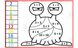Monster Addition Doubles Facts – Color by Number