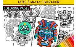 Aztec- and Maya-Inspired Masks: Colouring Templates