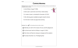 Comma Momma Worksheet