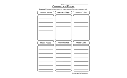 Common and Proper Nouns List Worksheet