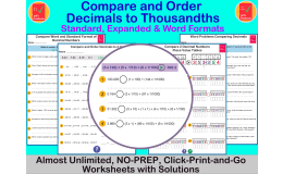Compare and Order Decimal Numbers from 1dp to 2dp -Worksheets