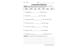 Comparing Adjectives Fill in Blank Worksheet