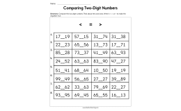 Comparing Two Digit Numbers Worksheet