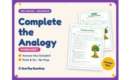Complete the Analogy Worksheet – 3rd Grade Analogies Practice