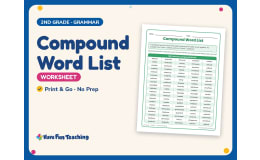 Compound Words Worksheet: Compound Word List – 2nd Grade Grammar