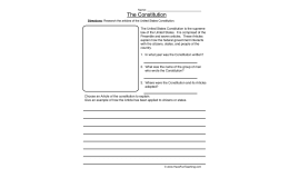 Constitution Worksheet