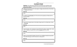 Context Clues Worksheet