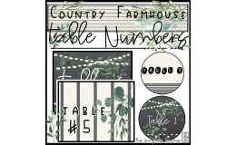 Country Farmhouse Classroom Decor Table Numbers 1-12