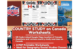 Country Study Worksheets on Canada - North America