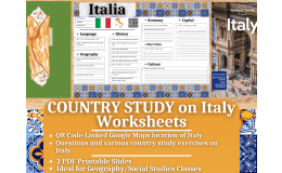 Country Study Worksheets on Italy - Southern Europe