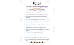Crash Course Psychology Episode Worksheet | 19 - Monkeys and Morality