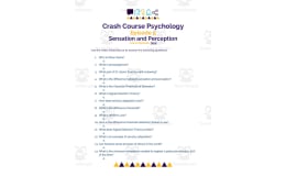 Crash Course Psychology Worksheet | 5 - Sensation and Perception