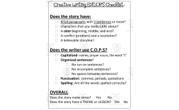 Creative Writing Checklists