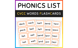 CVCC Words Flash Cards, Short Vowel E, SET 1