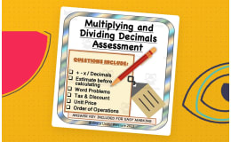 Decimal Operations Assessment: Add, Subtract, Multiply, Divide