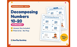 Decomposing Numbers 10-20 Worksheet – Kindergarten Addition Practice