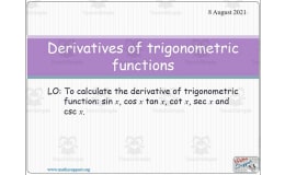 Derivatives of Trig Functions – 13-Slide Lesson