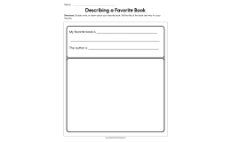Describing a Favorite Book Worksheet