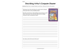 Describing Arthur's Computer Disaster Worksheet