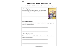 Describing Sarah Plain and Tall Worksheet