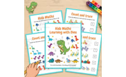 Dinosaur Math Worksheets Numbers 1-10 Tracing Counting Pre-K