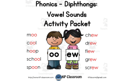 Diphthong OO EW Vowel Sounds Activity Packet and Worksheets