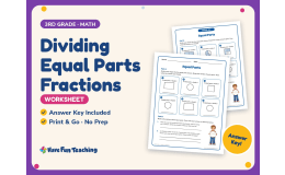 Dividing Equal Parts Fractions Worksheet – 3rd Grade Math Practice