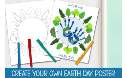 DIY EARTH DAY POSTER, APRIL HANDPRINT CRAFT, HOMESCHOOL ACTIVITY