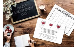 DIY Handprint Calendar - February Poem & Coloring Activity, Winter Art