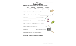 Doctor's Office Fill in the Blanks Worksheet