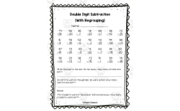 Double Digit Subtraction With Regrouping Assessment