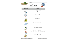 Dr. Seuss Picture Characters Matching Worksheet