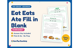 Eat Eats Ate Fill in Blank Worksheet – 2nd Grade Verbs Practice