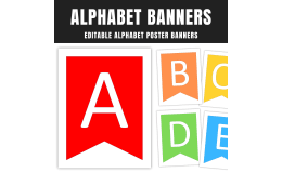 Editable Alphabet Banners, Bulletin Board Banner Letters
