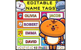 Editable Animals Theme Desk Name Tags in 8 Bright Colors