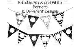 Editable Black and White Banners