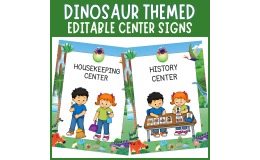 Editable cute dinosaurs dino theme center sign classroom station label