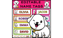Editable Desk Name Tags - Dog Theme Classroom Decor