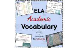 ELA Academic Vocabulary - 50 terms presented in lesson slides AND digital flashcards assignment & KEY